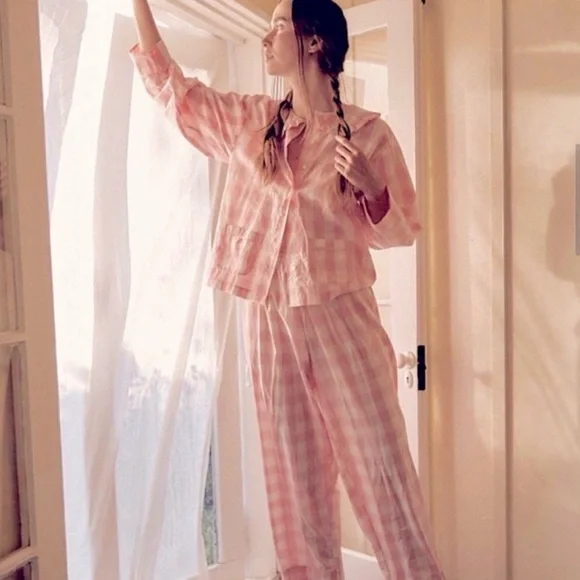 Doen Pink Checkered Pajama Pants - Picture 2 of 8